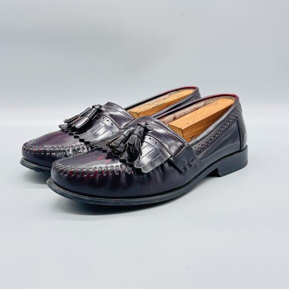 Bass Shoes Mens 8.5 Red Leather Tassel Kiltie Loafers Slip On Dress Classic main image 5